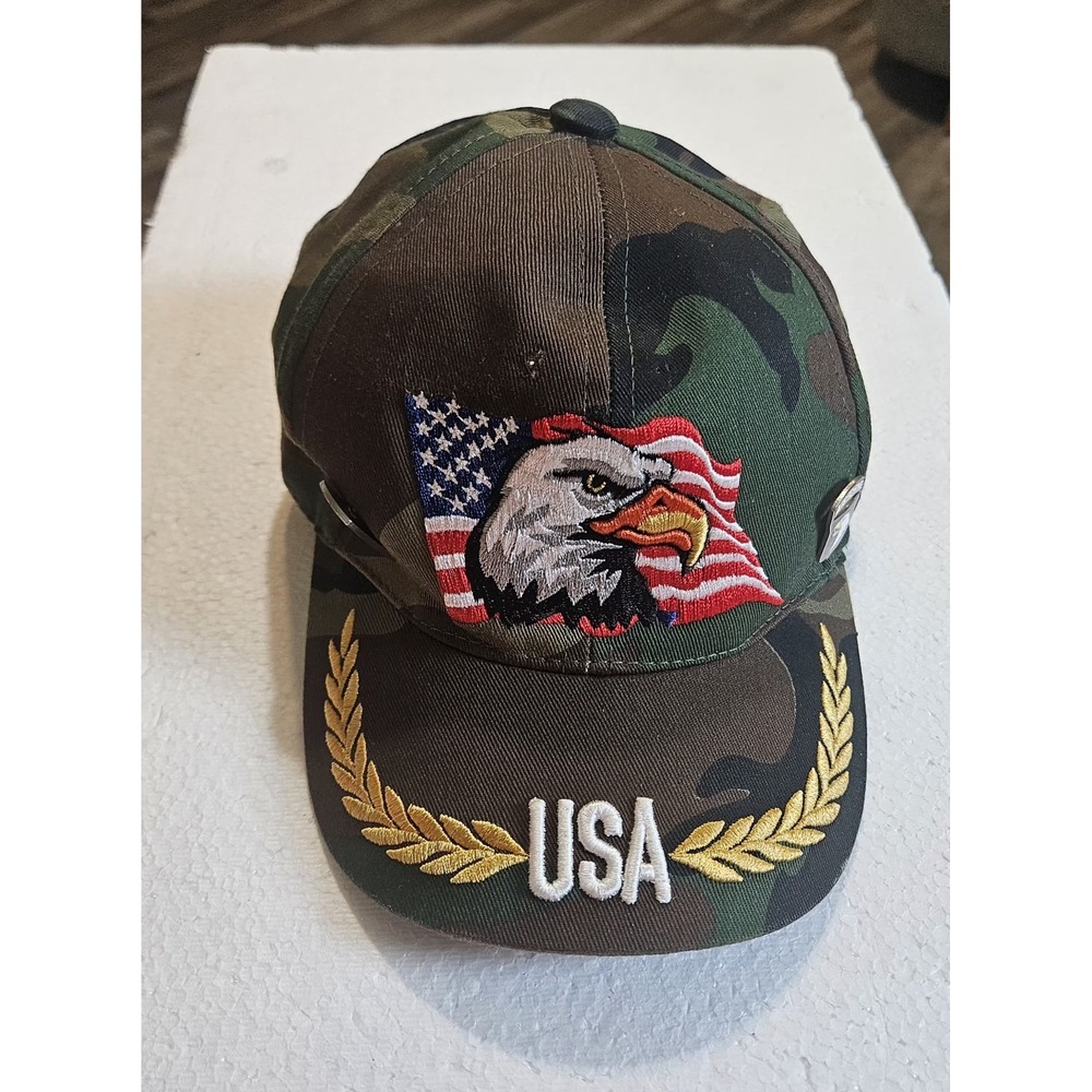 🩵Junior August camouflage baseball cap embroidered American flag💚